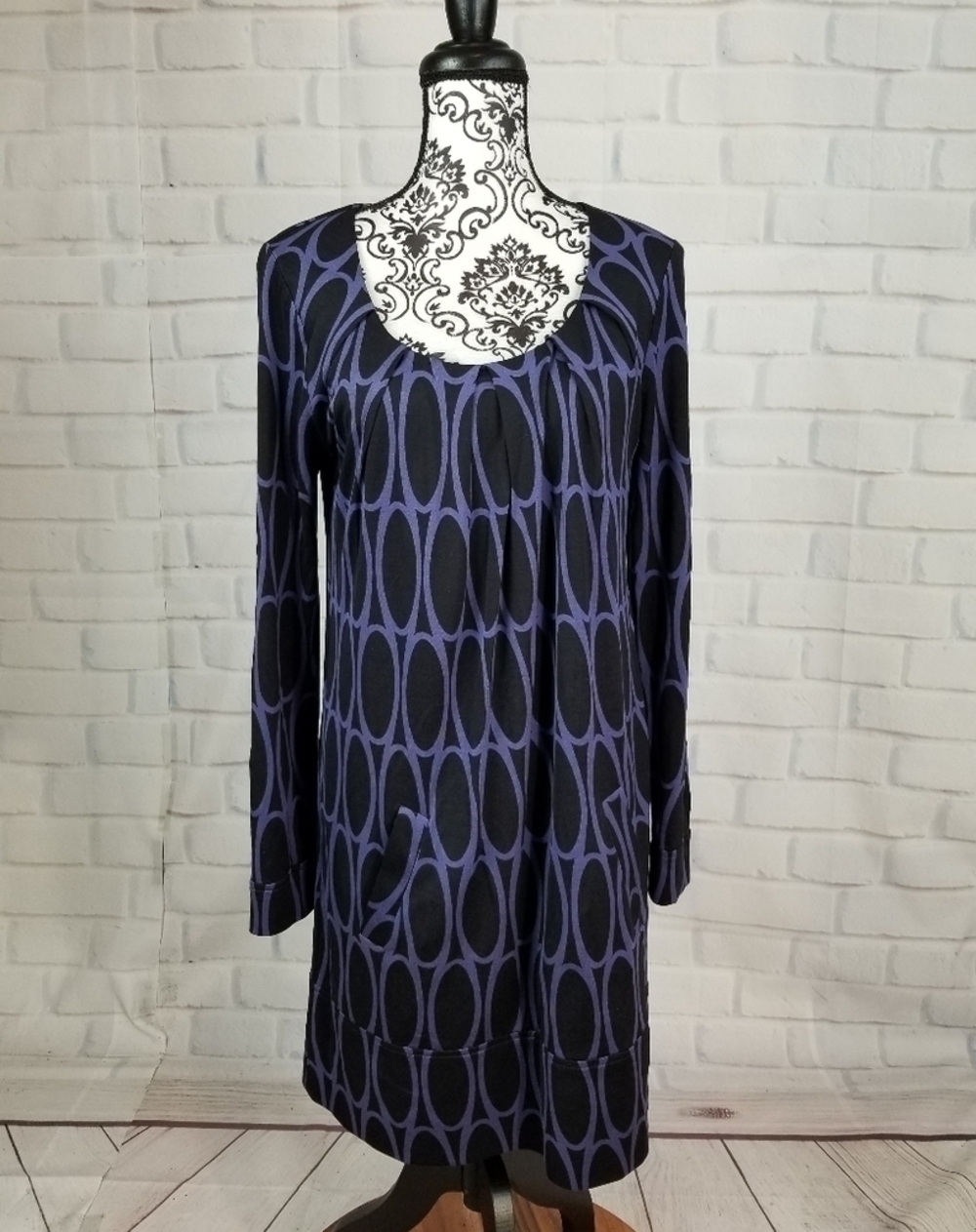 Classiques silk blend geo print lined dress sz m